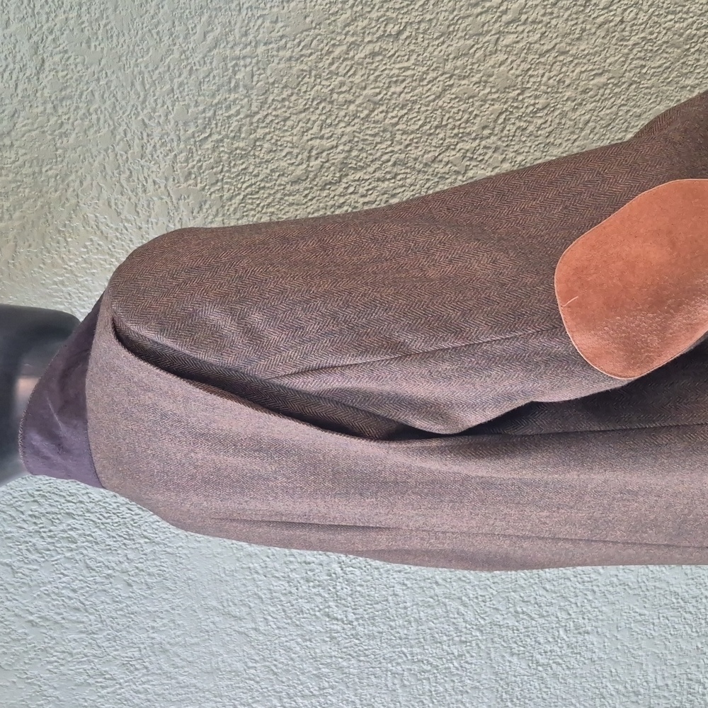 Andy Thornal (Usa) Men's Classic Brown Herringbone Blazer W/Tan Elbow Patches View 4